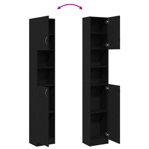  fekete tölgy színű szerelt fa fürdőszobaszekrény