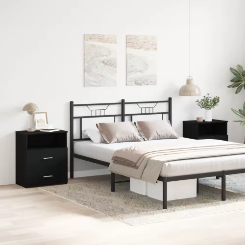  Éjjeli szekrények 2 db Fekete tölgy 50x32x60cm Mérnöki fa