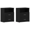  Éjjeli szekrények 2 db Fekete tölgy 50x32x60cm Mérnöki fa