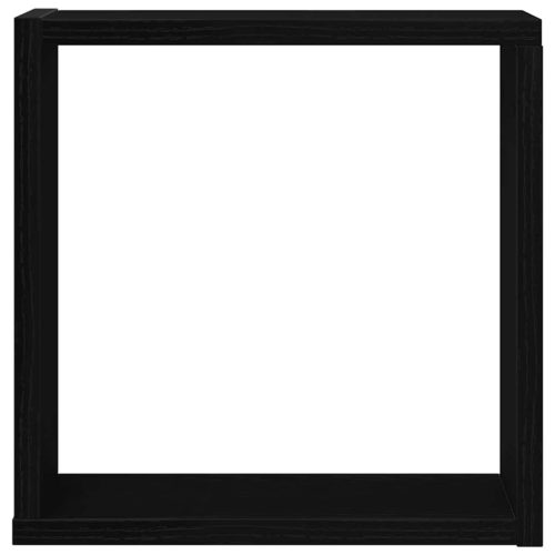  4 db fekete tölgyszínű szerelt fa fali kockapolc 30x15x30 cm