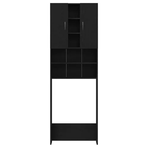  fekete tölgy színű mosógépszekrény 64 x 25,5 x 190 cm