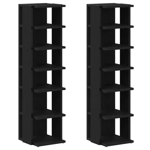  2 db fekete tölgy szerelt fa cipőszekrény 25x27x102 cm