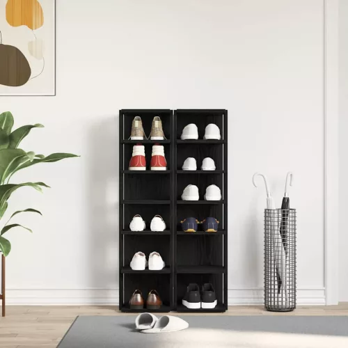  2 db fekete tölgy szerelt fa cipőszekrény 25x27x102 cm