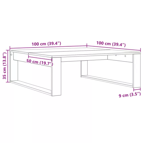  Fekete Tölgy Kávézóasztal 100x100x35 cm Tervezett Fa