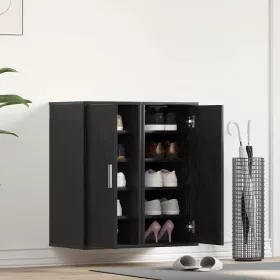  2 db fekete tölgy szerelt fa cipőszekrény 32x35x70 cm