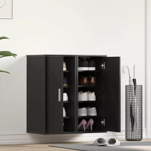  2 db fekete tölgy szerelt fa cipőszekrény 32x35x70 cm