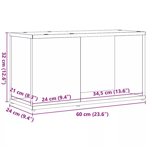  fekete tölgy színű szerelt fa TV-szekrény 60x24x32 cm