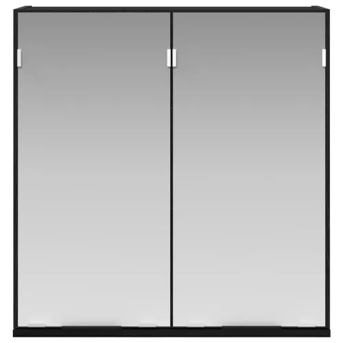  Fürdőszoba Tükörszekrény - Fekete Tölgy, 64x20x66.5 cm, Mérnöki Fából Készülve