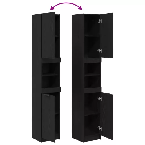  Fekete Tölgy Fürdőszoba Szekrény - 32x34x188.5 cm