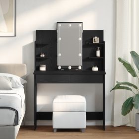  LED világításos Sminktükör Fekete Tölgy 96x40x142 cm