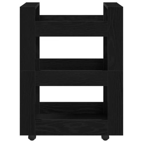  Konyhai Kocsi Fekete Tölgy 60x45x80 cm Összeszerelt Fa