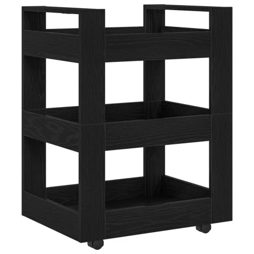  Konyhai Kocsi Fekete Tölgy 60x45x80 cm Összeszerelt Fa