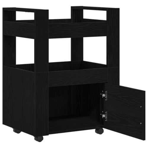  Konyhai Kocsi Fekete Tölgy 60x45x80 cm Mérnöki Fa