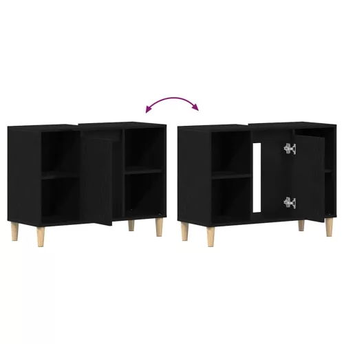  fekete tölgyfa mosdószekrény 80 x 33 x 60 cm