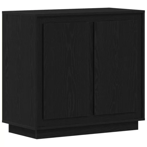  Oldalszekrény Fekete Tölgy 80x34x75 cm Műszaki Fa