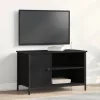  TV Szekrény Fekete Tölgy 80x40x50 cm Mérnöki Fa és Acél