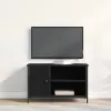  TV Szekrény Fekete Tölgy 80x40x50 cm Mérnöki Fa és Acél