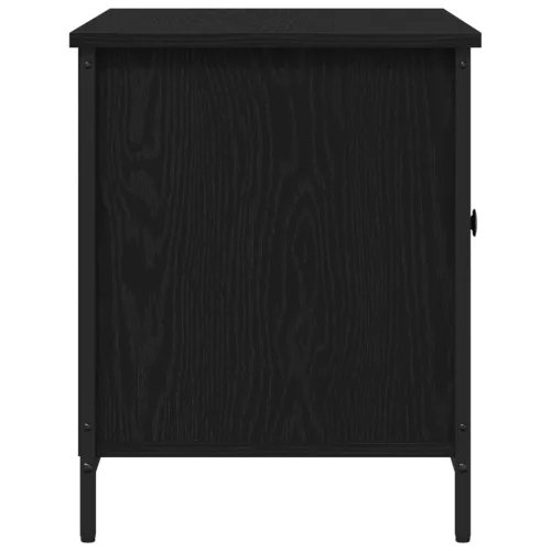  TV Szekrény Fekete Tölgy 80x40x50 cm Mérnöki Fa és Acél