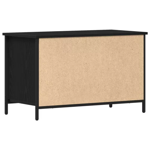  TV Szekrény Fekete Tölgy 80x40x50 cm Mérnöki Fa és Acél