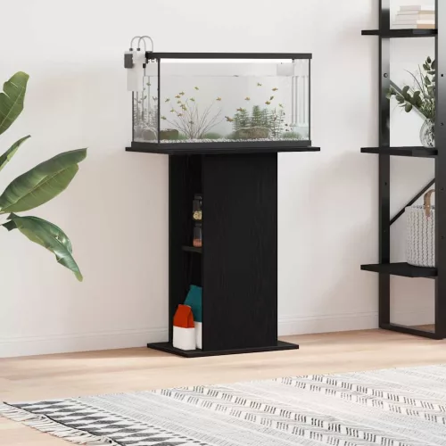  fekete tölgy szerelt fa akváriumi állvány 60,5x36x72,5 cm