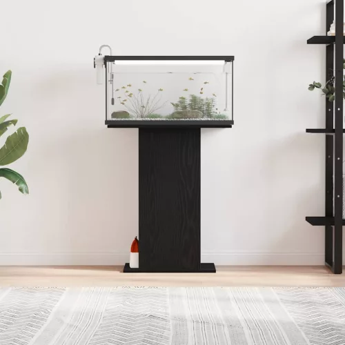  fekete tölgy szerelt fa akváriumi állvány 60,5x36x72,5 cm