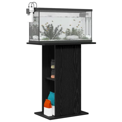  fekete tölgy szerelt fa akváriumi állvány 60,5x36x72,5 cm