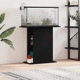  fekete tölgyfa akváriumállvány 75 x 36 x 72,5 cm