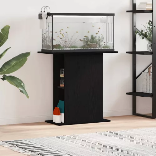  fekete tölgyfa akváriumállvány 75 x 36 x 72,5 cm