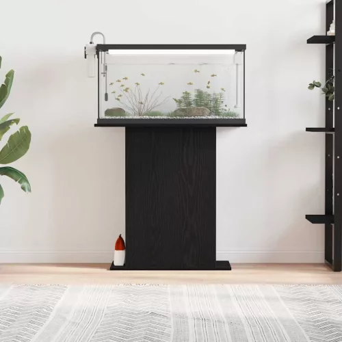  fekete tölgyfa akváriumállvány 75 x 36 x 72,5 cm