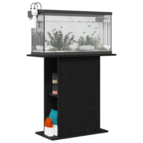  fekete tölgyfa akváriumállvány 75 x 36 x 72,5 cm
