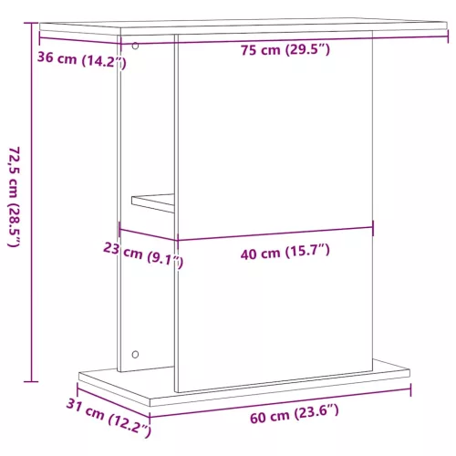  fekete tölgyfa akváriumállvány 75 x 36 x 72,5 cm