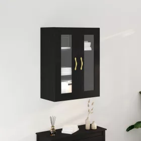  Fali szekrény üvegajtókkal Fekete tölgy 69,5x34x90 cm