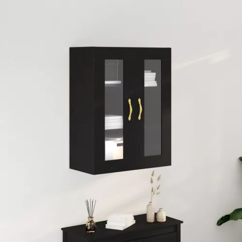 Fali szekrény üvegajtókkal Fekete tölgy 69,5x34x90 cm