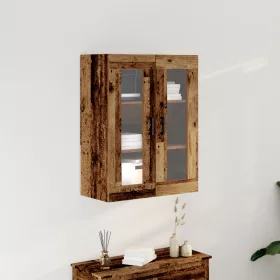    Falra Szerelhető Szekrény Üvegajtókkal - Régi Fa - 69.5x34x90 cm
