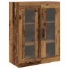  Falra Szerelhető Szekrény Üvegajtókkal - Régi Fa - 69.5x34x90 cm