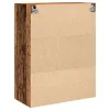  Falra Szerelhető Szekrény Üvegajtókkal - Régi Fa - 69.5x34x90 cm