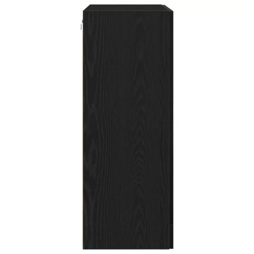  Fali Szekrény Üveg Ajtókkal Fekete Tölgy 69.5x34x90 cm