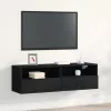  TV Fali Szekrény Fekete Tölgy 100x30x30 cm Műanyag Fa
