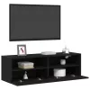  TV Fali Szekrény Fekete Tölgy 100x30x30 cm Műanyag Fa