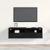  TV Fali Szekrény Fekete Tölgy 100x30x30 cm Műanyag Fa
