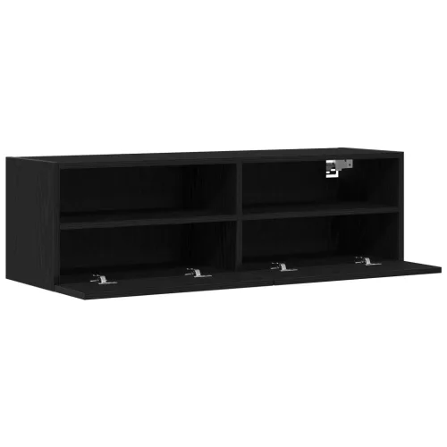  TV Fali Szekrény Fekete Tölgy 100x30x30 cm Műanyag Fa