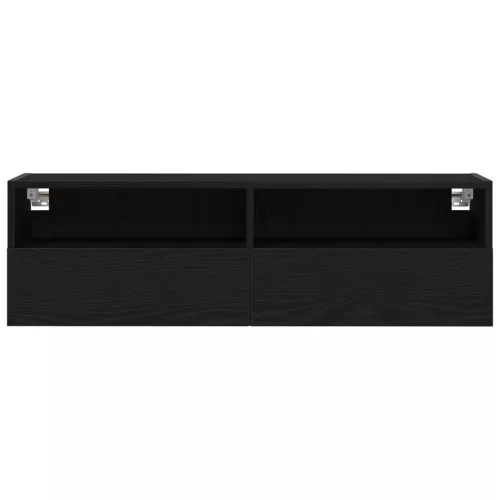  TV Fali Szekrény Fekete Tölgy 100x30x30 cm Műanyag Fa