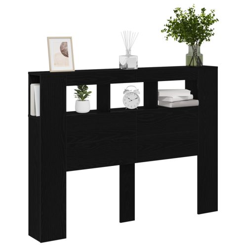  LED Fejtámla Fekete Tölgy 140x18,5x40 cm Mérnöki Fa