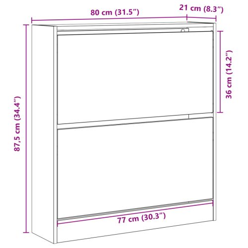  Cipőtartó Flip Fiókkal Régi Fa 80x21x87,5 cm