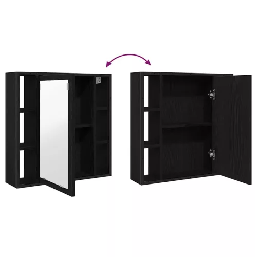  fekete tölgy szerelt fa fürdőszobai tükör 60 x 16 x 60 cm