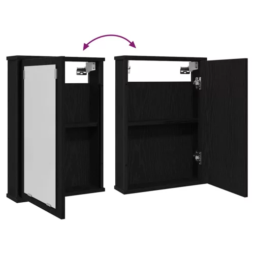  fekete tölgy szerelt fa fürdőszobai tükör 42 x 12 x 60 cm