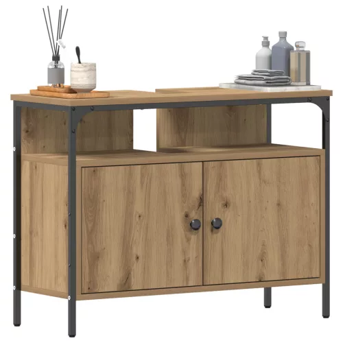  Fürdőszoba Mosdószekrény Kézműves Tölgy 80x30x60 cm Mérnök Fa