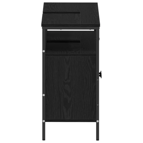  Fürdőszobai Mosdókagyló Szekrény Fekete Tölgy 80x30x60 cm Mérnöki Fa