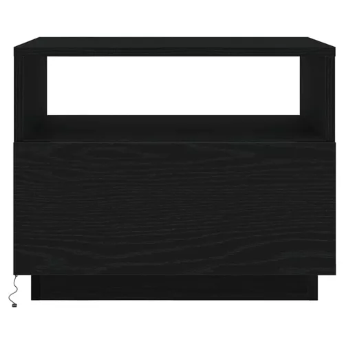  fekete tölgyszínű dohányzóasztal LED-lámpákkal 50x49x40 cm