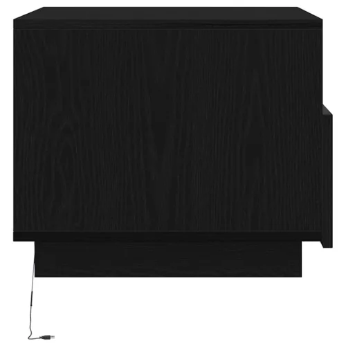  fekete tölgyszínű dohányzóasztal LED-lámpákkal 50x49x40 cm